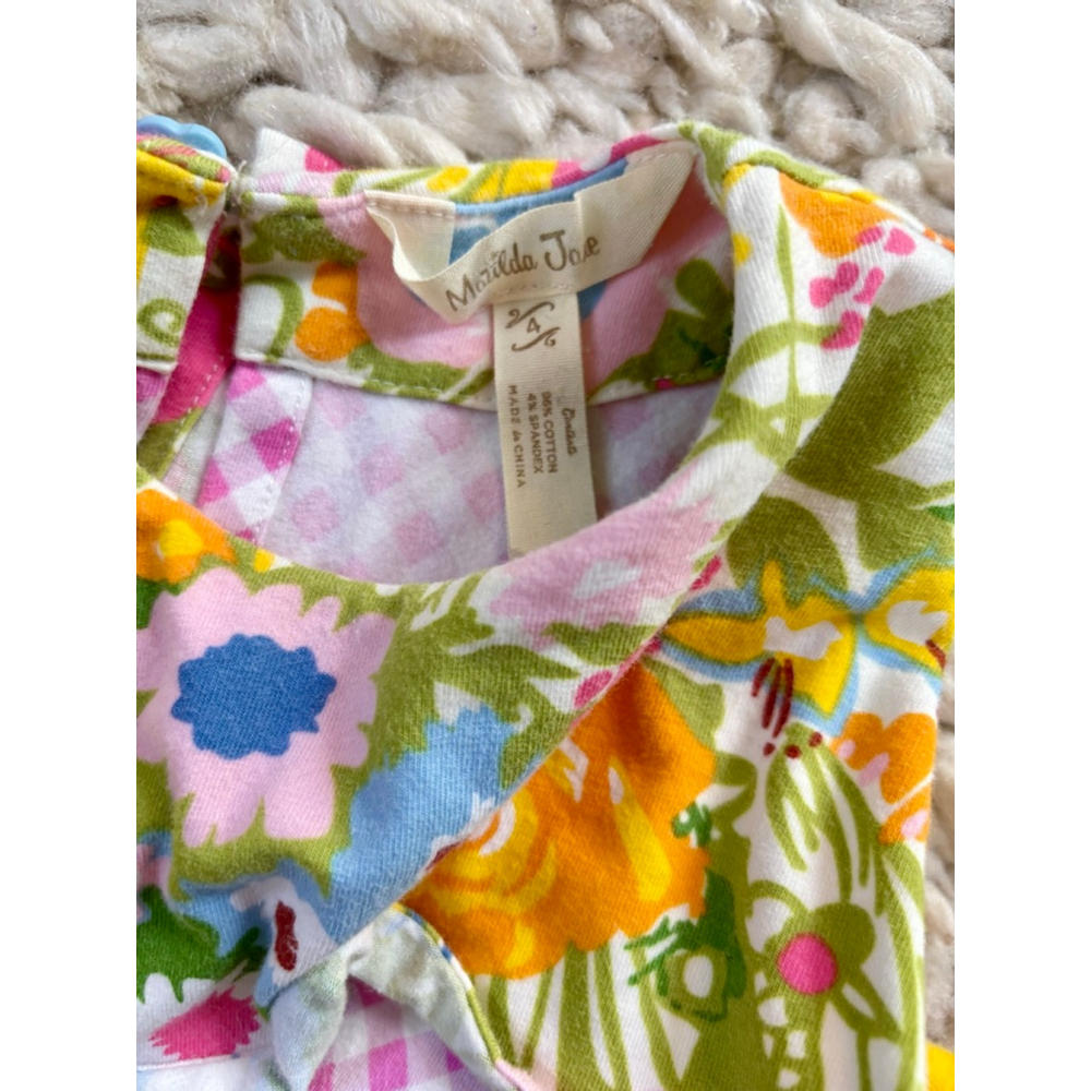 Girls Matilda Jane Multi-color Floral Gingham Casual Dress Size 4 cotton - Picture 3 of 6